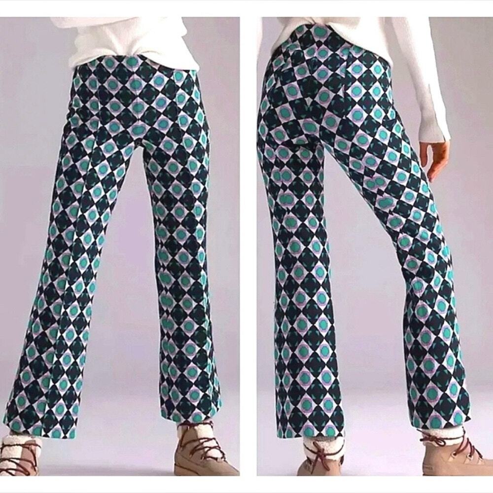 Maeve The Margot Anthropologie Geo Mod Print Kick Flare Pants Women's Size XS
